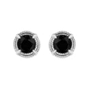.925 Sterling Silver 1 cttw Treated Black Diamond Modern 4-Prong Solitaire Milgrain Stud Earrings (Black Color, I1-I2 Clarity)
