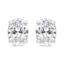 14K White Gold 1.00 Cttw Lab Grown Oval Solitaire Diamond Stud Earrings (F-G Color, VS2-SI1 Clarity)