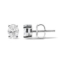 14K White Gold 2.0 Cttw Prong Set Lab Grown Oval Diamond Solitaire Stud Earring (F-G Color, VS1-VS2 Clarity)