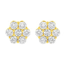 14K Yellow Gold 1.0 Cttw Diamond Flower Earring (J-K Color, I1-I2 Clarity)