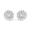 .925 Sterling Silver 1/4 Cttw Diamond Miracle Set Solitaire with Halo Stud Earrings