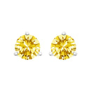 14K White Gold 3-Prong Martini Set 1.0 Cttw Yellow Lab Grown Diamond Solitaire Stud Earrings