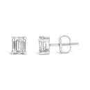 14K White Gold 1.0 Cttw Emerald Cut Lab-Grown Diamond Solitaire Stud Earrings (F-G Color, VS1-VS2 Clarity)