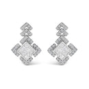 10K White Gold 3/5 Cttw Princess Diamond Geometric Drop Earrings