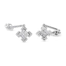 10K White Gold Princess and Round Diamond Geometric Composite Dangle Earrings