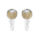 925 Sterling Silver 1/6ct TDW  Yellow Treated  Diamond Charm Earrings