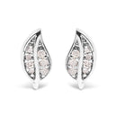 .925 Sterling Silver Diamond Accent Leaf Stud Earrings