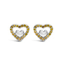 925 Sterling Silver 1/6 Cttw Diamond Open Double Heart Stud Earrings (I-J Color, I3 Clarity)