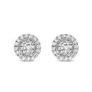 14K White Gold 3/4 Cttw Lab Grown Diamond Solitaire With Halo Stud Earrings (G-H Color, VS2-SI1 Clarity)