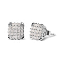10K White Gold 3/4 Cttw Princess Diamond Composite Open Frame Stud Earrings (I-J Color, I1-I2 Clarity)