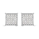 10K White Gold 3/4 Cttw Princess Diamond Composite Stud Earrings (I-J Color, I1-I2 Clarity)