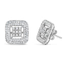 10K White Gold 1.00 Cttw Diamond Composite and Halo Stud Earrings (I-J Color, I1-I2 Clarity)