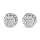 .925 Sterling Silver 3/4 Cttw Diamond Composite and Halo Stud Earrings (H-I Color, SI1-SI2 Clarity)