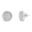 .925 Sterling Silver 3/4 Cttw Diamond Composite and Halo Stud Earrings (H-I Color, SI1-SI2 Clarity)