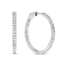 14K White Gold 1.0 Cttw Princess Diamond Inside Out Hoop Earrings (H-I Color, I1-I2 Clarity) - 23 MM