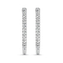 14K White Gold 1.0 Cttw Princess Diamond Inside Out Hoop Earrings (H-I Color, I1-I2 Clarity) - 23 MM