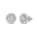 14K White Gold 3.0 Cttw Lab-Grown Diamond Hidden Halo Stud Earrings