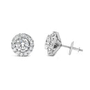 14K White Gold 3.0 Cttw Lab-Grown Diamond Hidden Halo Stud Earrings