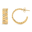 14K Yellow Gold Plated .925 Sterling Silver 3/8 Cttw Diamond Pave Pear Link J Hoop Earrings (H-I Color, I1-I2 Clarity)