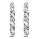 14K White Gold 1 1/5 Cttw Lab Grown Diamond Swirl Design 1" Inch Hoop Earrings (F-G Color, VS1-VS2 Clarity)
