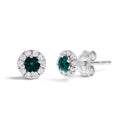.925 Sterling Silver 1/3 Cttw White and Blue Diamond Halo Stud Earring