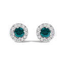 .925 Sterling Silver 1/2 Cttw Blue Diamond Halo Stud Earring