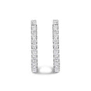 14K White Gold 2.00 Cttw Princess Diamond Inside Out Elongated Hoop Earrings