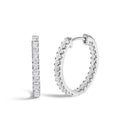 14K White Gold 2.00 Cttw Princess Diamond Inside Out Elongated Hoop Earrings