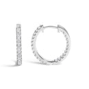 14K White Gold 2.00 Cttw Princess Diamond Inside Out Elongated Hoop Earrings