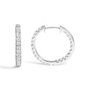 14K White Gold 2.00 Cttw Princess Diamond Inside Out Hoop Earrings