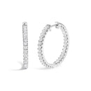14K White Gold 2.00 Cttw Princess Diamond Inside Out Hoop Earrings
