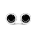 .925 Sterling Silver 4.00 Cttw Round Brilliant-Cut Black Diamond Bezel-Set Stud Earrings with Screw Backs (Fancy Color-Enhanced, I2-I3 Clarity)