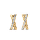 14K Yellow Gold Plated Sterling Silver 1/5 Cttw Diamond Twisted Design Hoop Earrings