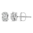 Sterling Silver 1/3 Cttw Lab Grown Diamond Halo Swirl Stud Earrings