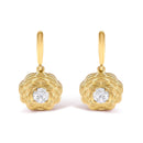 14K Yellow Gold Plated Sterling Silver 5/8 Cttw Lab Grown Diamond Flower Drop Earrings