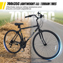 700C Hybrid Bike for Adult with 18-Speed Shimano Drivetrain and Phone Holder