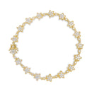 14K White Gold 1 1/5 Cttw Round Diamond Flower Blossom Link Bracelet (H-I Color, SI1-SI2 Clarity) - Size 7"