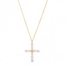 14k Yellow Gold Pearl Cross Pendant