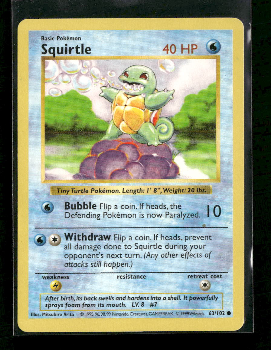Base Set (Shadowless) Squirtle Unlimited #063/102