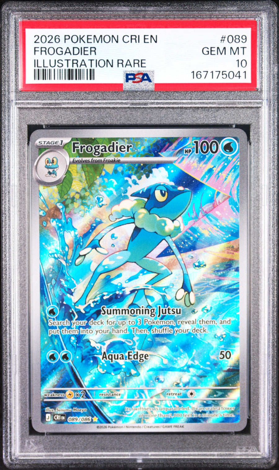 2026 Pokemon Chaos Rising Illustration Rare Frogadier 10 PSA #089