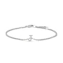 10K White Gold Diamond Accent "A" Initial Charm and Link Bracelet