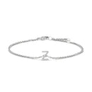 10K White Gold Diamond Accent "A" Initial Charm and Link Bracelet