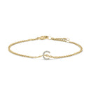 10K White Gold Diamond Accent "A" Initial Charm and Link Bracelet