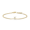 10K White Gold Diamond Accent "A" Initial Charm and Link Bracelet