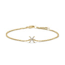 10K White Gold Diamond Accent "A" Initial Charm and Link Bracelet