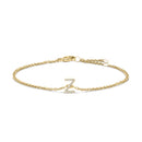 10K White Gold Diamond Accent "A" Initial Charm and Link Bracelet