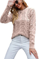 Pullover Long-sleeve Cable-knit Sweater For Women