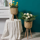 Floor - standing flowerpot straw furniture