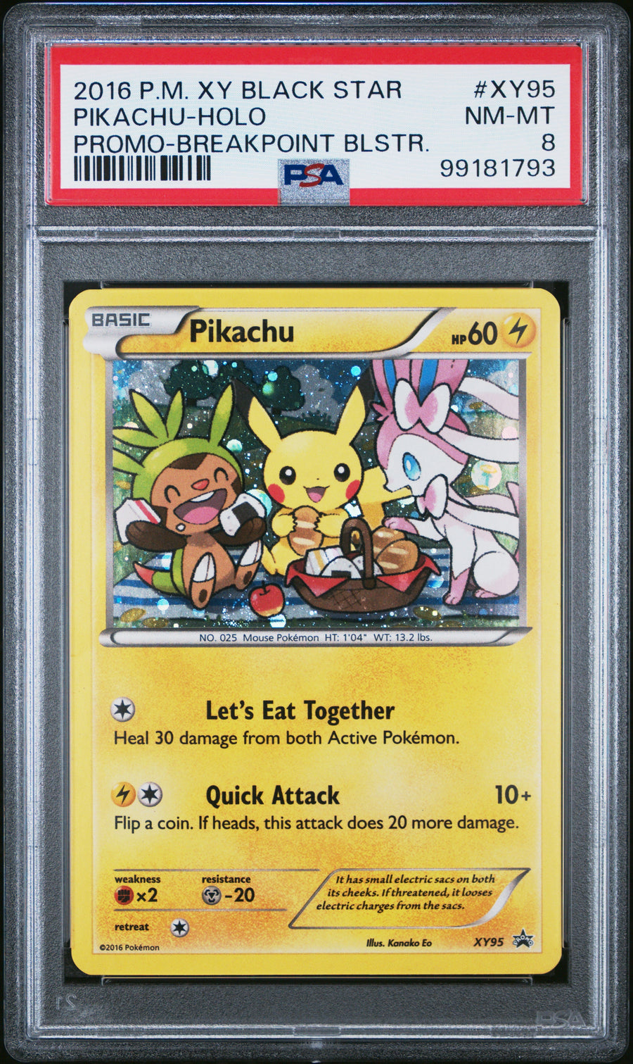 2016 Pokemon Xy Black Star Promo Breakpoint Blstr. Pikachu-Holo 8 PSA #XY95