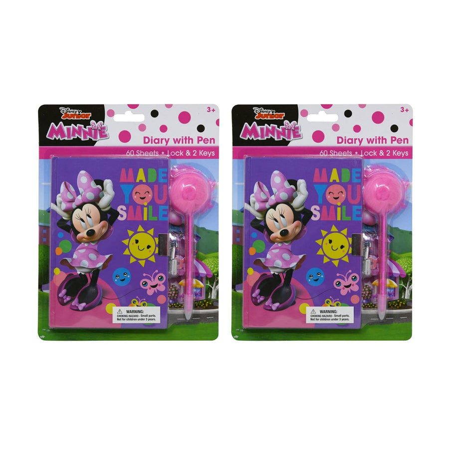 Set of 2 Minnie Mouse Diary with Pom Pen Kids Stationery